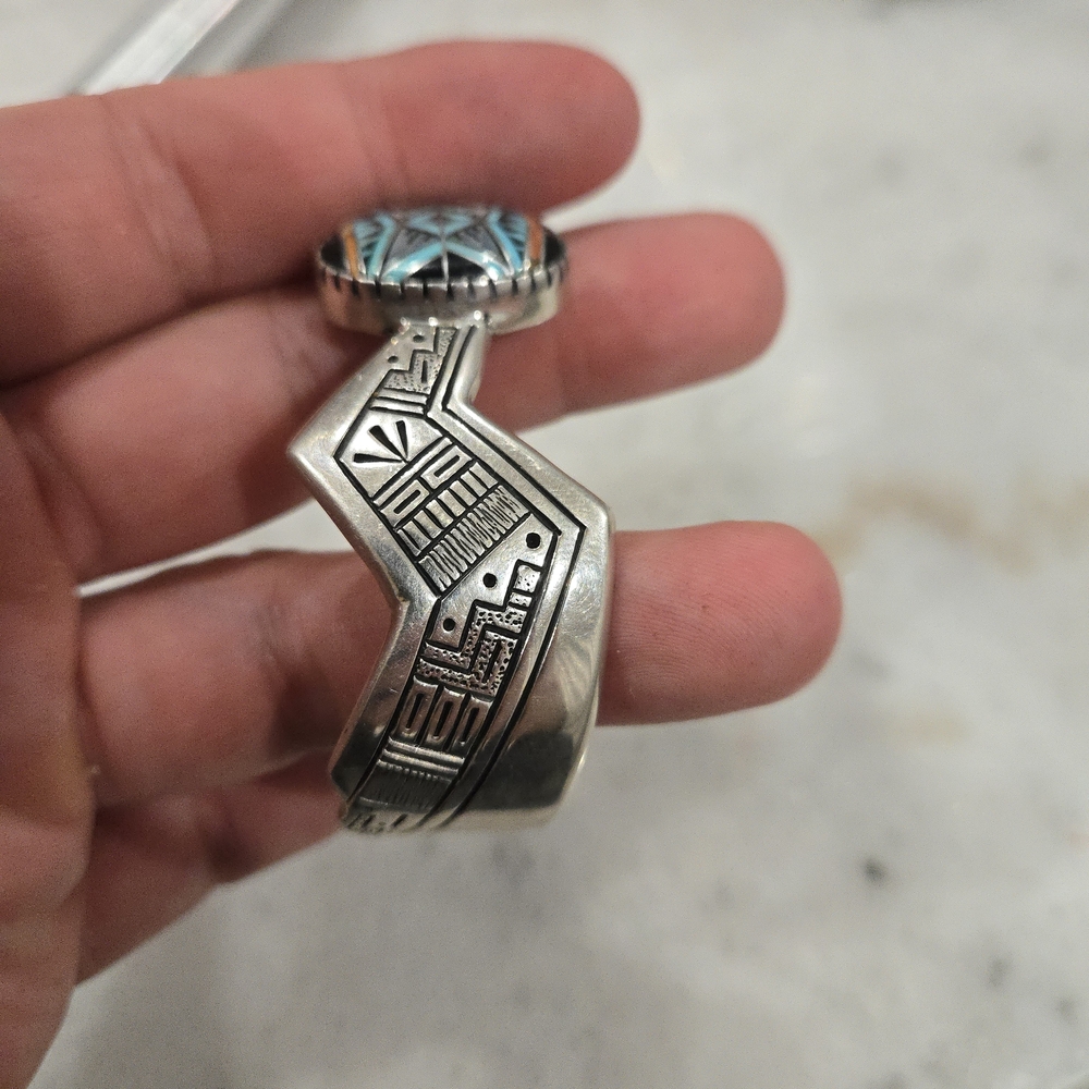 Silver And Blue Geometric Pattern Ring Set - image 6